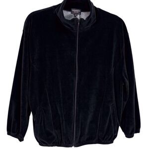 NEW Gionfriddo Velour Track Jacket Full Zip Women’s Large Black Made In Italy